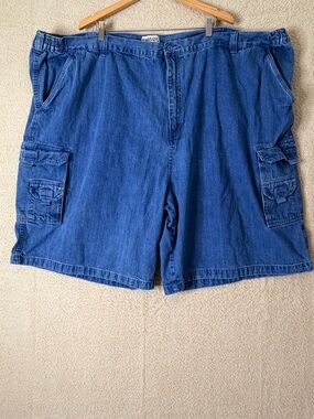 KingSize Blue Denim Cargo Shorts Men’s Size 62 100% Cotton